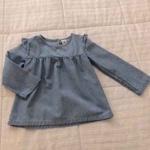 Blue Jean shirt with ruffle